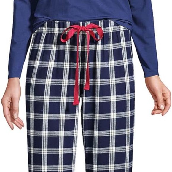 Women's Knit Pajama Set Long Sleeve T-Shirt and Flannel Pants Set, NWT - Picture 4 of 5